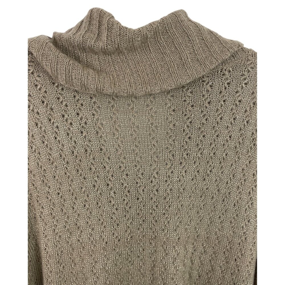 Notations Tan/Gold Knit Cowl Neck Sweater 3/4 Sleeve Womens Size XL - Picture 6 of 9
